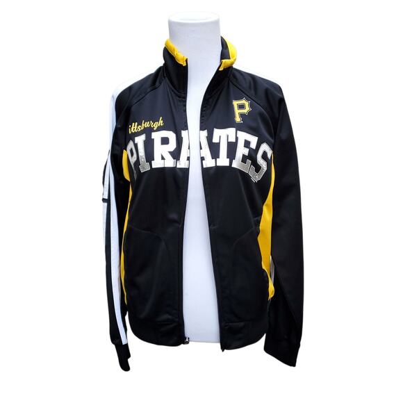 G-III Carl Banks Pittsburgh Pirates Tricot Full-Zip Track Jacket Black Gold Sz S - Picture 2 of 16